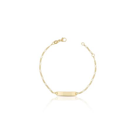 MUAU Schmuck  Bracelet Bébé figaro or jaune 375, 18cm plaque à  graver 1,8cm 