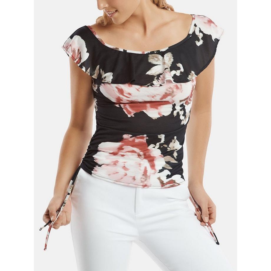 Top arricciato con spalle cadenti Hawaii