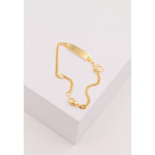 MUAU Schmuck  Bébé Bracelet Panzer Gelbgold 750, 14cm Herzanhänger Gravurplatte 2.1cm 