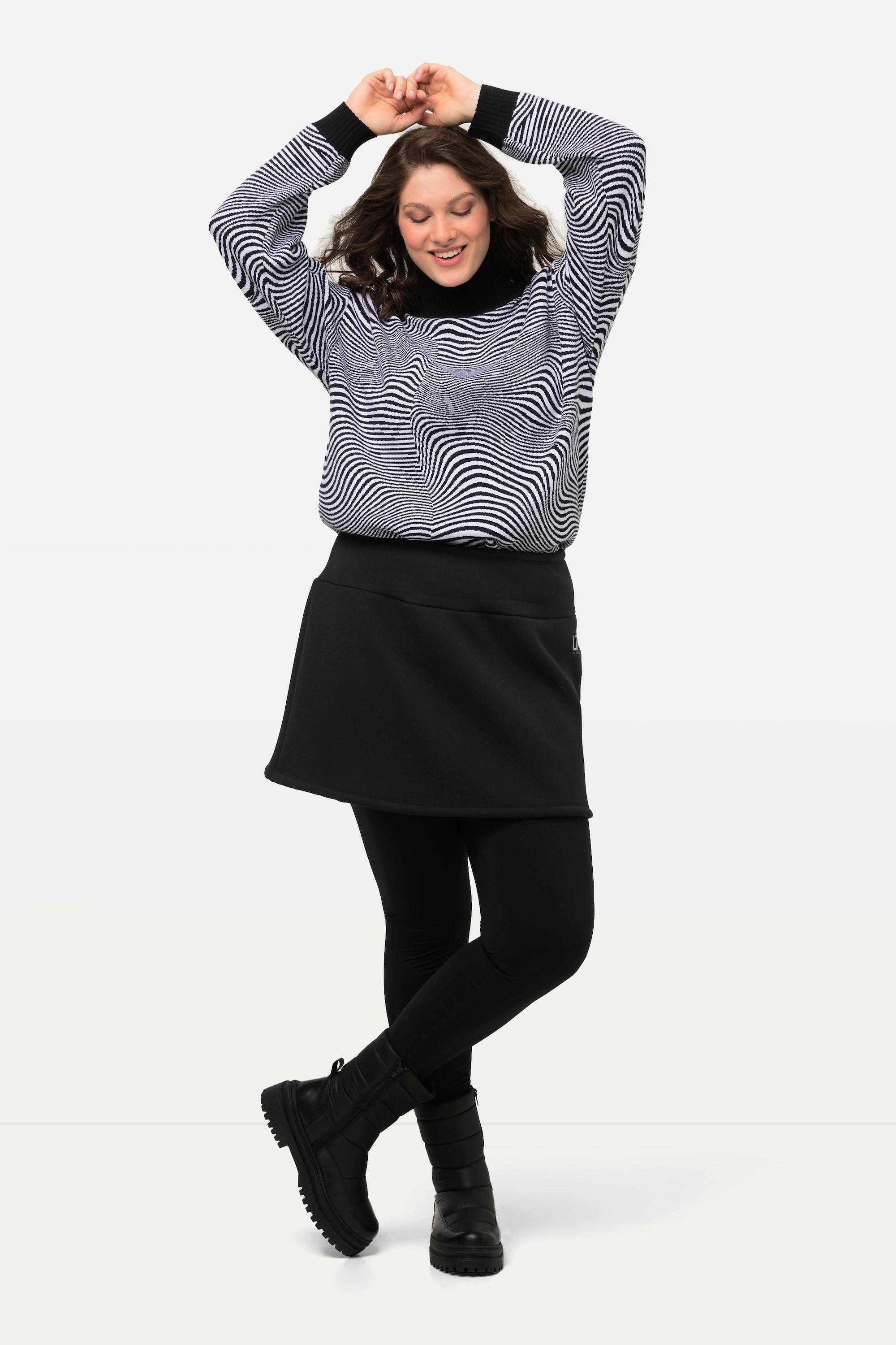 Ulla Popken A-Linien Rock Webfell-Futter Elastikbund High Waist  