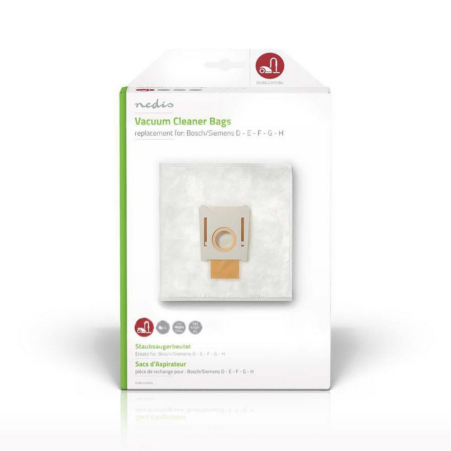 Nedis Sac d'aspirateur | 4 pcs. | Synthétique | Surtout vendu pour : Bosch / Siemens | Blanc  