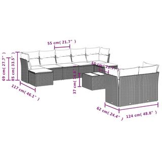 VidaXL Ensemble de canapés de jardin rotin synthétique  