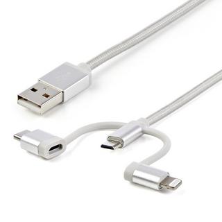 STARTECH.COM  Câble multi chargeur USB de 1 m - Lightning USB-C Micro-B - Tressé 