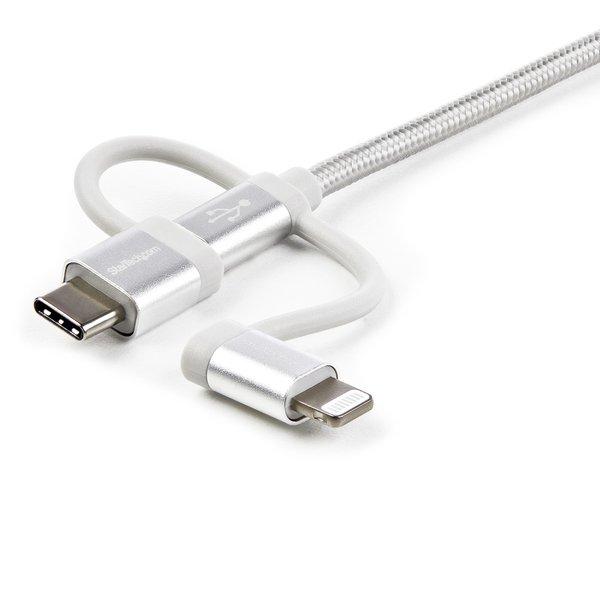 STARTECH.COM  Câble multi chargeur USB de 1 m - Lightning USB-C Micro-B - Tressé 