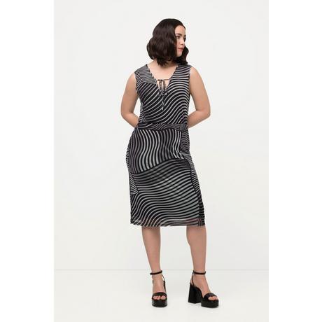 Ulla Popken  Mesh-Midikleid, grafischer Druck, V-Ausschnitt, ärmellos 