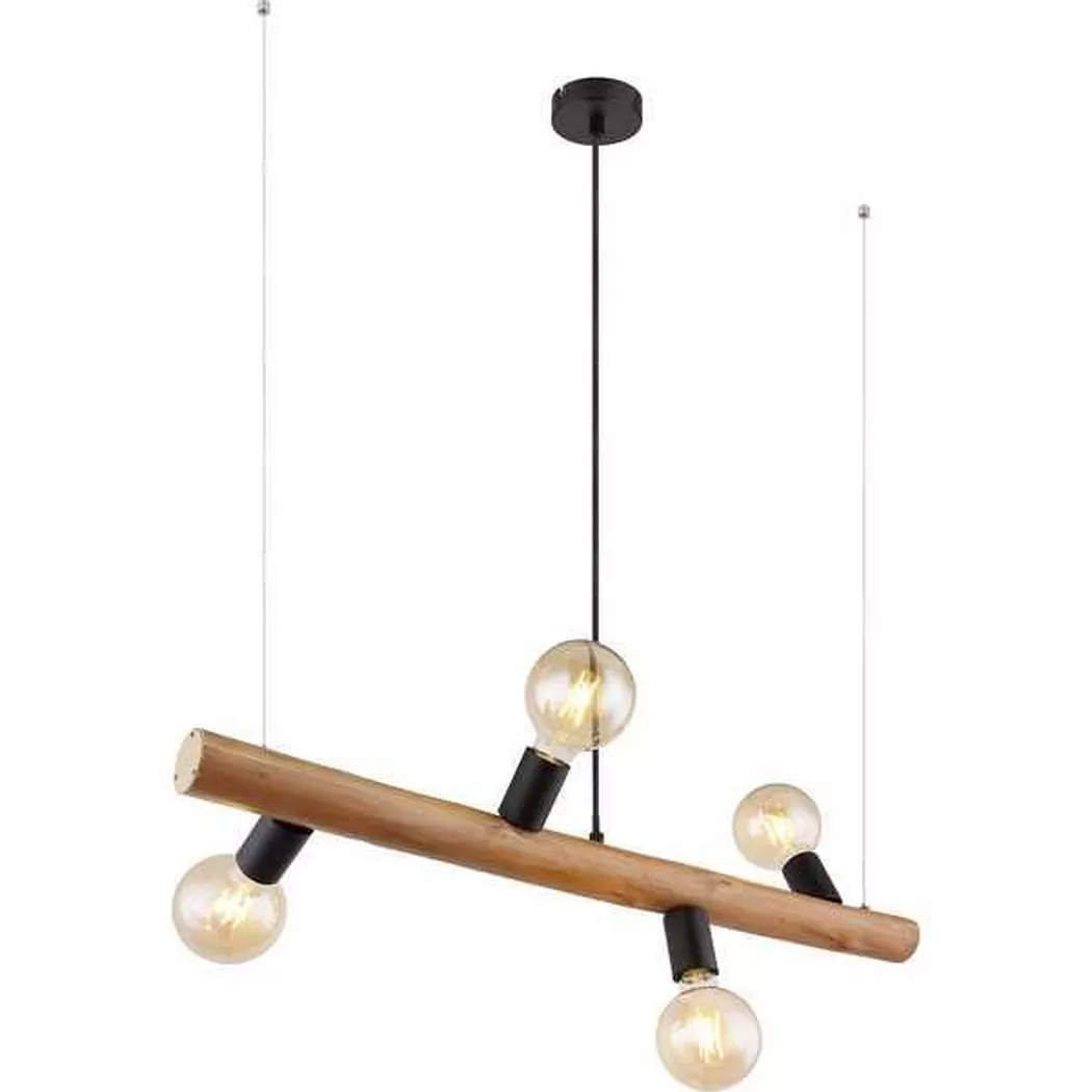 mutoni – Hängeleuchte Kira Holz dunkel 4xE27, One Size, Multicolor