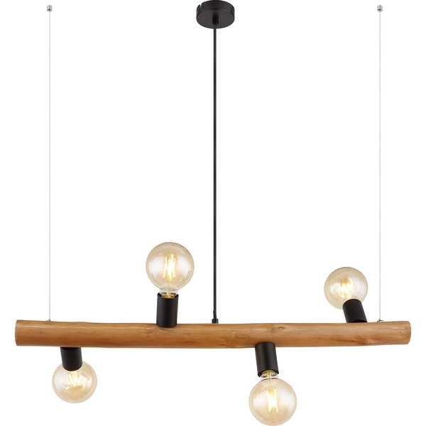 mutoni Lampe à suspension Kira bois marron foncé 4xE27  