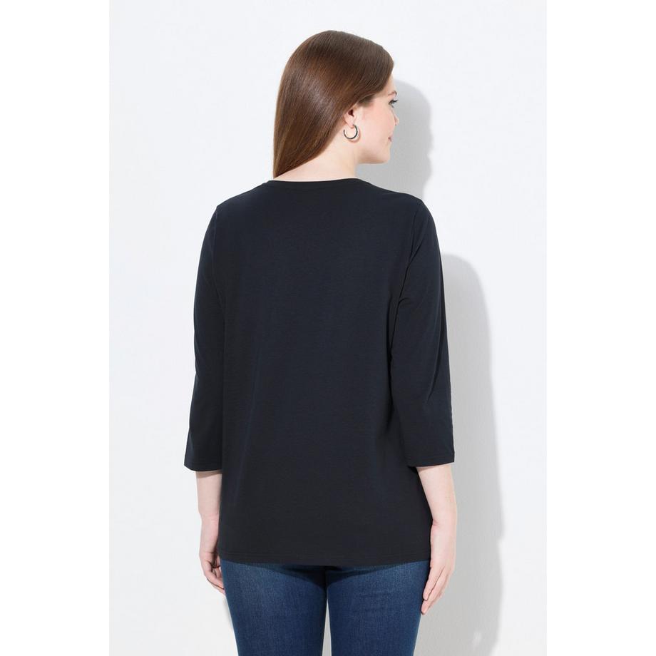 Ulla Popken Classic Machine à Coudre Imprimé Col V Manches 3/4 T-shirt  