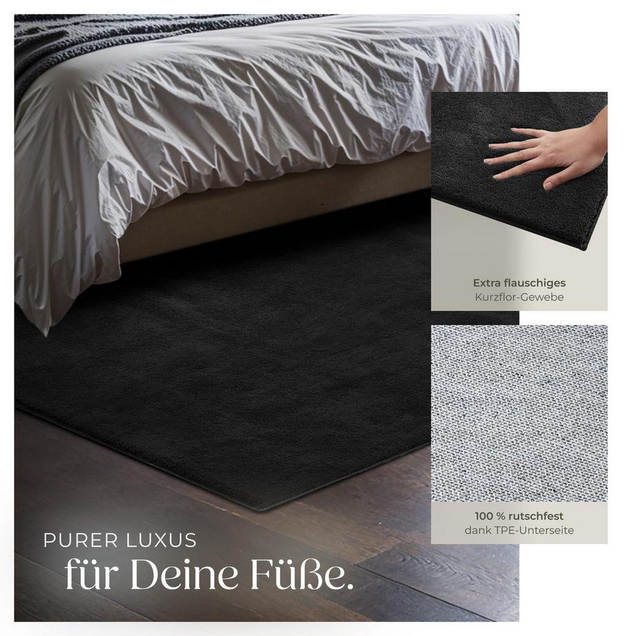 Tectake Kurzflorteppich Soft Zone verschiedene Größen und Farben flauschige Oberfläche  