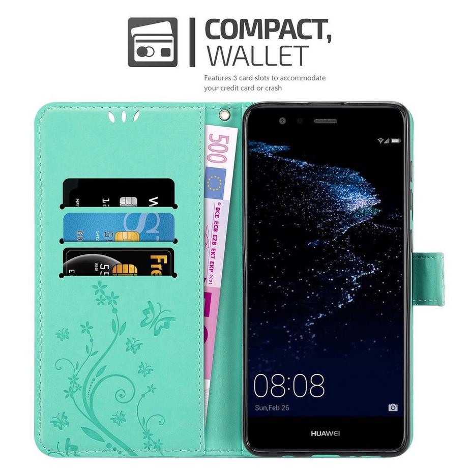 Cadorabo  Hülle für Huawei P10 LITE Blumen Design Magnetverschluss 