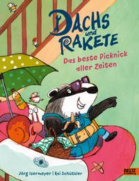 Dachs und Rakete - Das beste Picknick aller Zeiten Isermeyer, Jörg; Schüttler, Kai (Illustrationen); Schüttler, Kai (Zeichnungen) Couverture rigide 