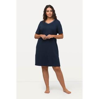 Ulla Popken Lot de 2 Chemises de Nuit Col Rond Col V Manches Courtes  