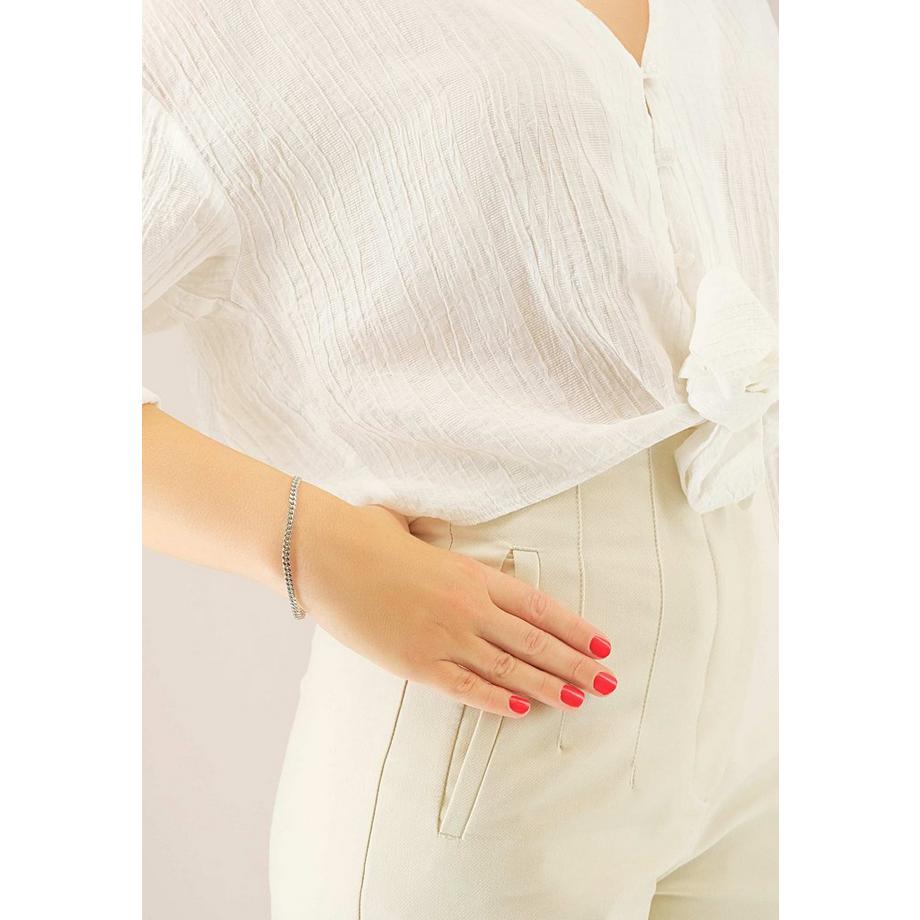 MUAU Schmuck  Bracelet Panzer Weissgold 750, 4mm, 19cm 