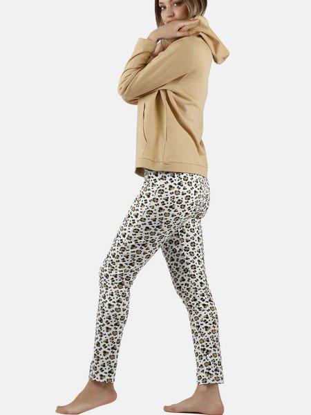 Admas  Completo pigiama pantaloni con cappuccio top Minnie Leopardo Disney 