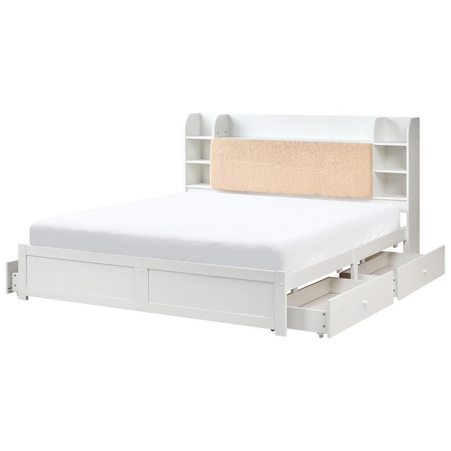 Beliani Letto con cassetti contenitori en Fibra a media densità (MDF) Scandinavo BIZOU  