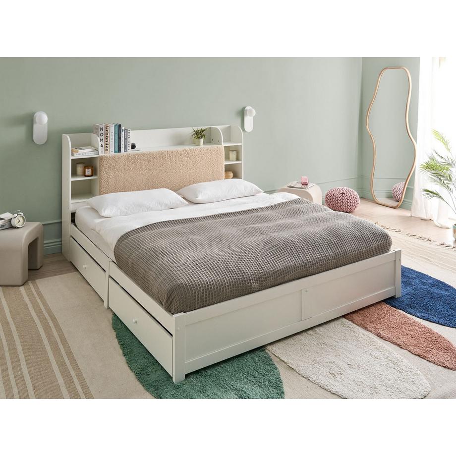 Beliani Letto con cassetti contenitori en Fibra a media densità (MDF) Scandinavo BIZOU  
