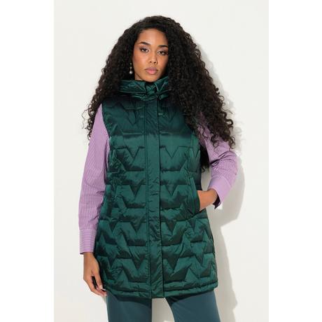 Ulla Popken  Gilet trapuntato e smanicato con scollo rotondo, materiale riciclato ed effetto piumino 