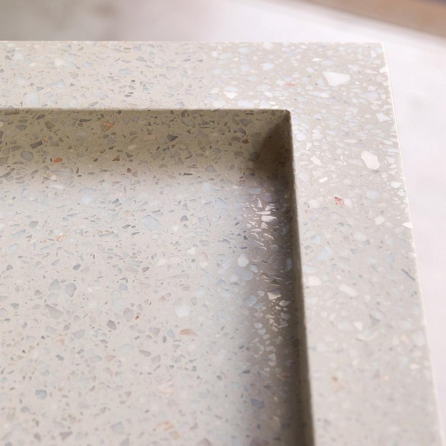 Tikamoon Meuble salle de bain en noyer massif et terrazzo premium Moon 80 cm Edgar  