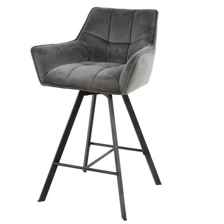 mutoni Tabouret de bar Grid Velvet anthracite  