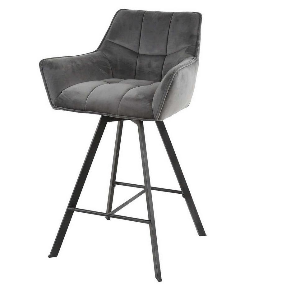 Chaise de bar Grid Velvet anthracite