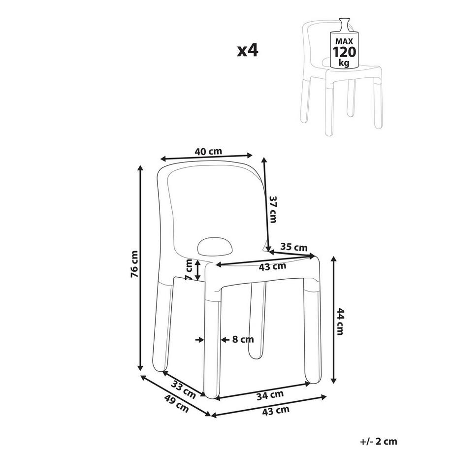Beliani Set di 4 sedie da giardino en Polipropilene Moderno BETIM  