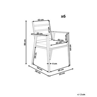 Beliani Gartenstuhl 6er Set aus Aluminium Modern TAVIANO  