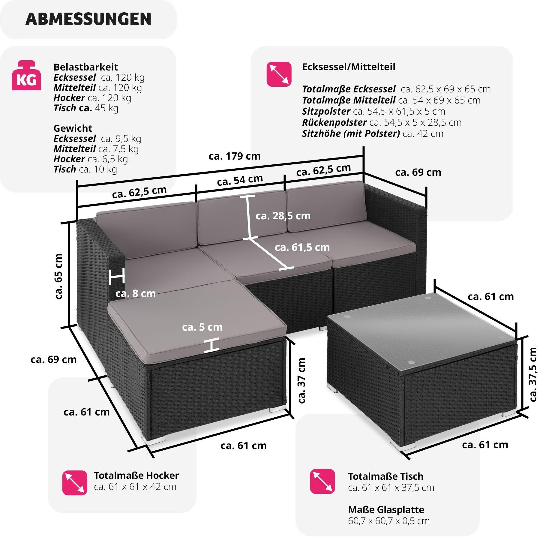 Tectake Salon en rotin Lignano  