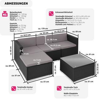 Tectake Salon en rotin Lignano  