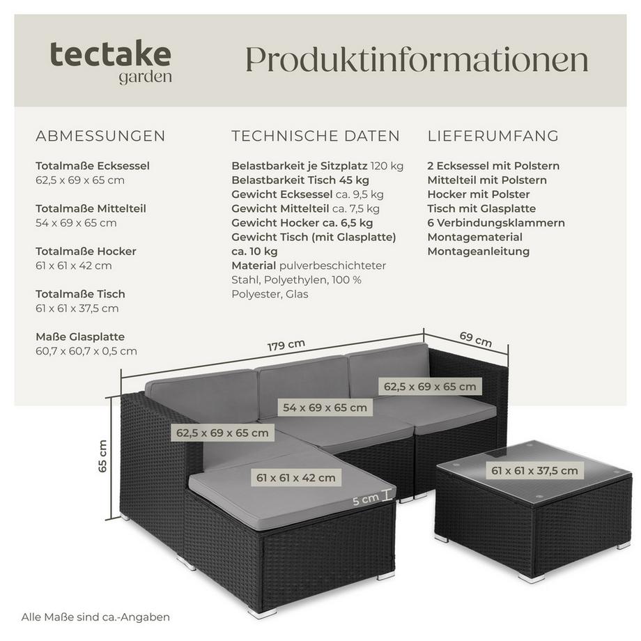 Tectake Salottino in rattan Lignano  