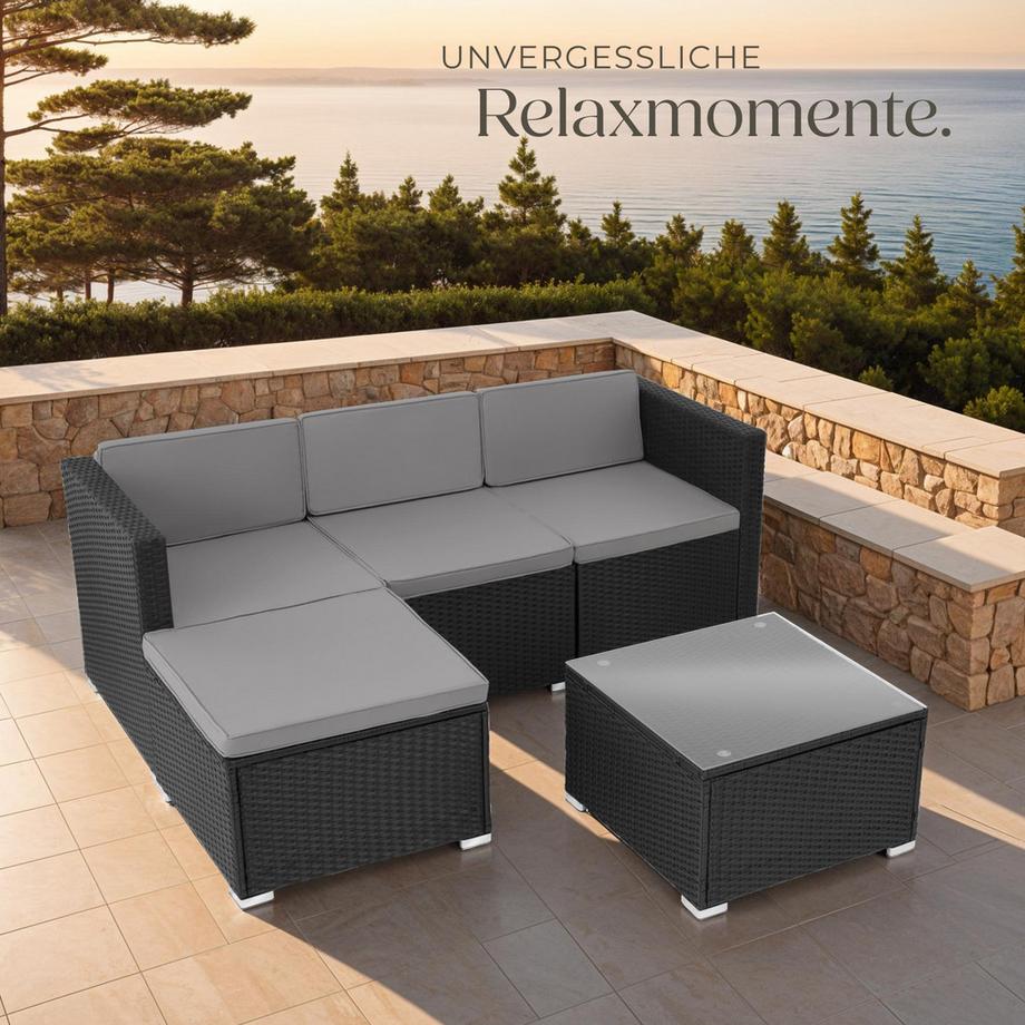 Tectake Salottino lounge in rattan  Lignano per 3 o 4 persone  