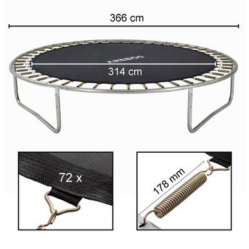 Tapis de saut Ø 314 cm pour trampolines de Ø 366 cm, ressorts de 178 mm et 72 œillets