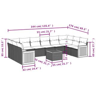 VidaXL Ensemble de canapés de jardin rotin synthétique  