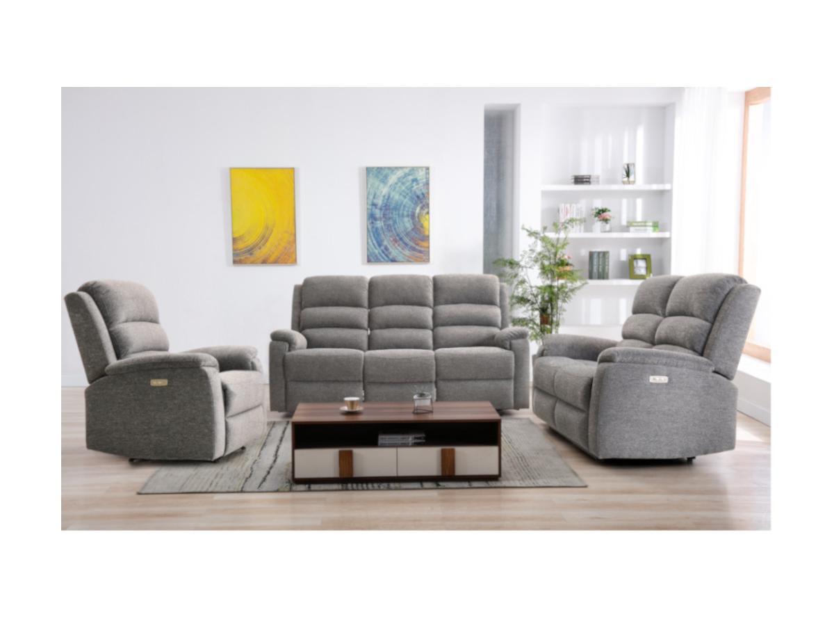 Vente-unique Relaxsofa elektrisch 3Sitzer Stoff NEVERS  