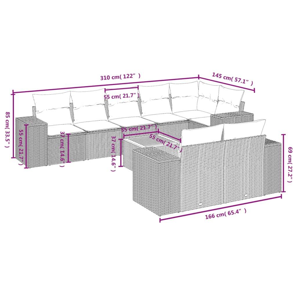 VidaXL Ensemble de canapés de jardin rotin synthétique  