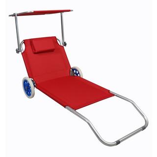 VCM Chaise longue de jardin Chaise longue pliable Roulettes Chaise longue de plage Toit  