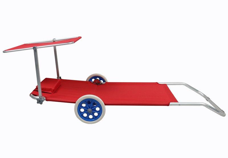 VCM Sonnenliege Klappbar Leicht | Gartenliege Wetterfest | Camping Liegestuhl mit Rollen | Aluminium Strandliege mit Dach | Ideal für Garten und Balkon |  