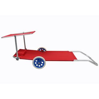 VCM Sonnenliege Klappbar Leicht | Gartenliege Wetterfest | Camping Liegestuhl mit Rollen | Aluminium Strandliege mit Dach | Ideal für Garten und Balkon |  