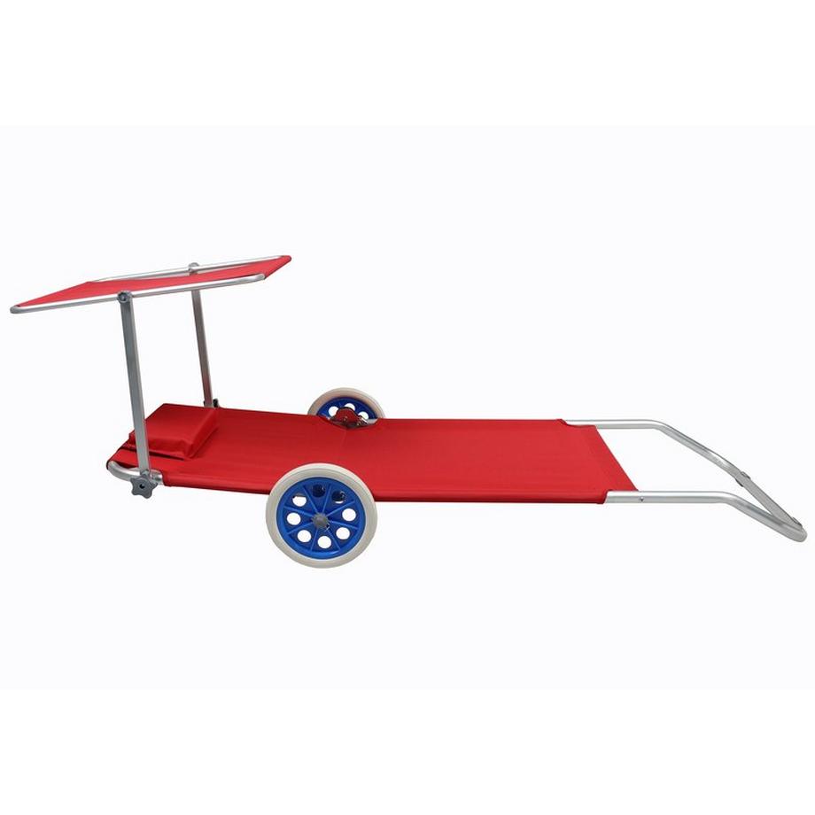 VCM Sonnenliege Klappbar Leicht | Gartenliege Wetterfest | Camping Liegestuhl mit Rollen | Aluminium Strandliege mit Dach | Ideal für Garten und Balkon |  