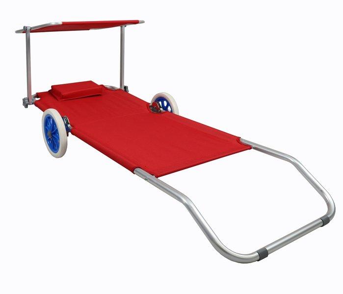 VCM Sonnenliege Klappbar Leicht | Gartenliege Wetterfest | Camping Liegestuhl mit Rollen | Aluminium Strandliege mit Dach | Ideal für Garten und Balkon |  