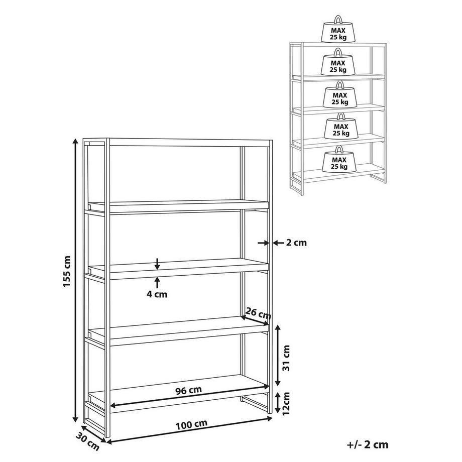 Beliani Étagère à 4 niveaux en MDF Rétro TIFTON  