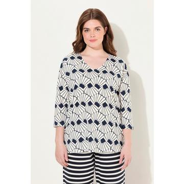 Maglia del pigiama in cotone biologico con scollo a V e maniche a 3/4