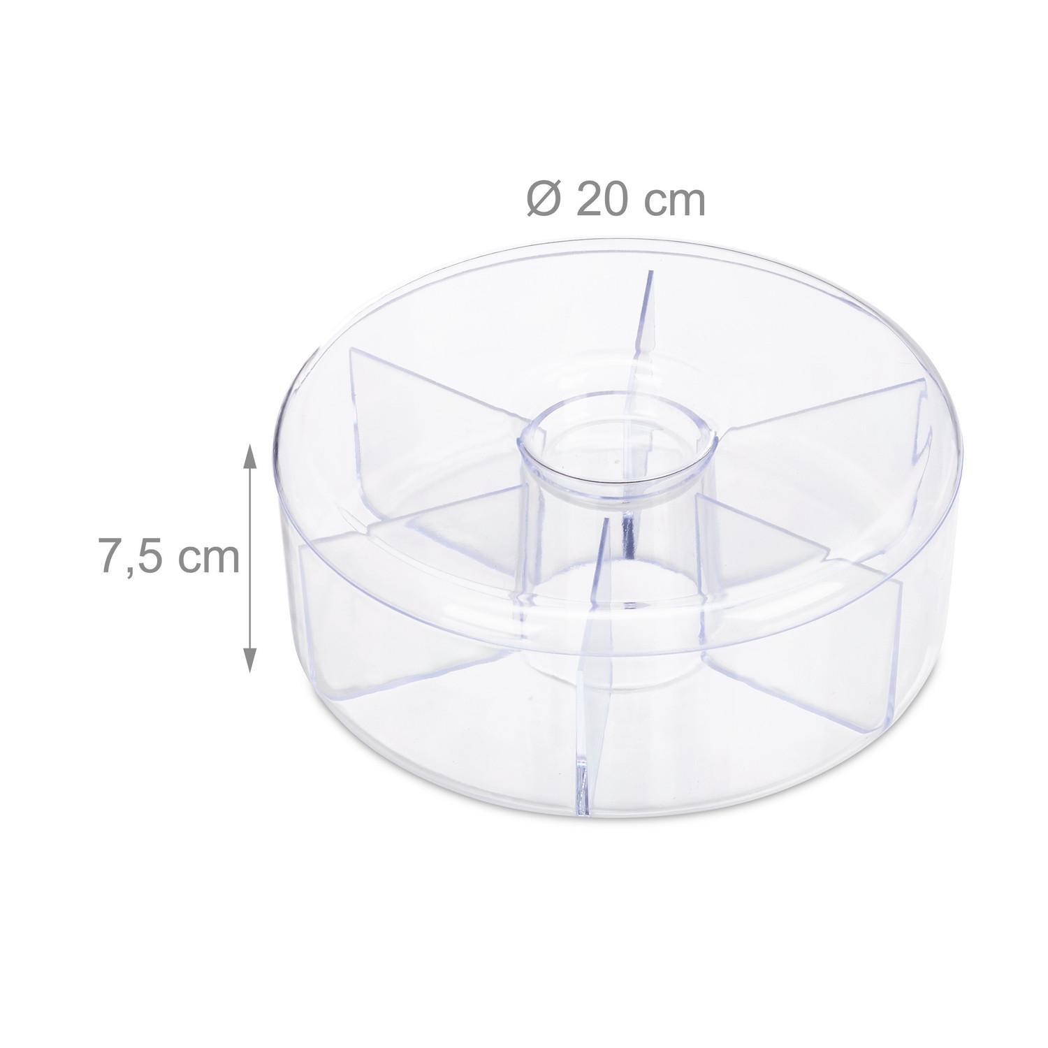 B2X Boîte à thé ronde transparente à 6 compartiments  