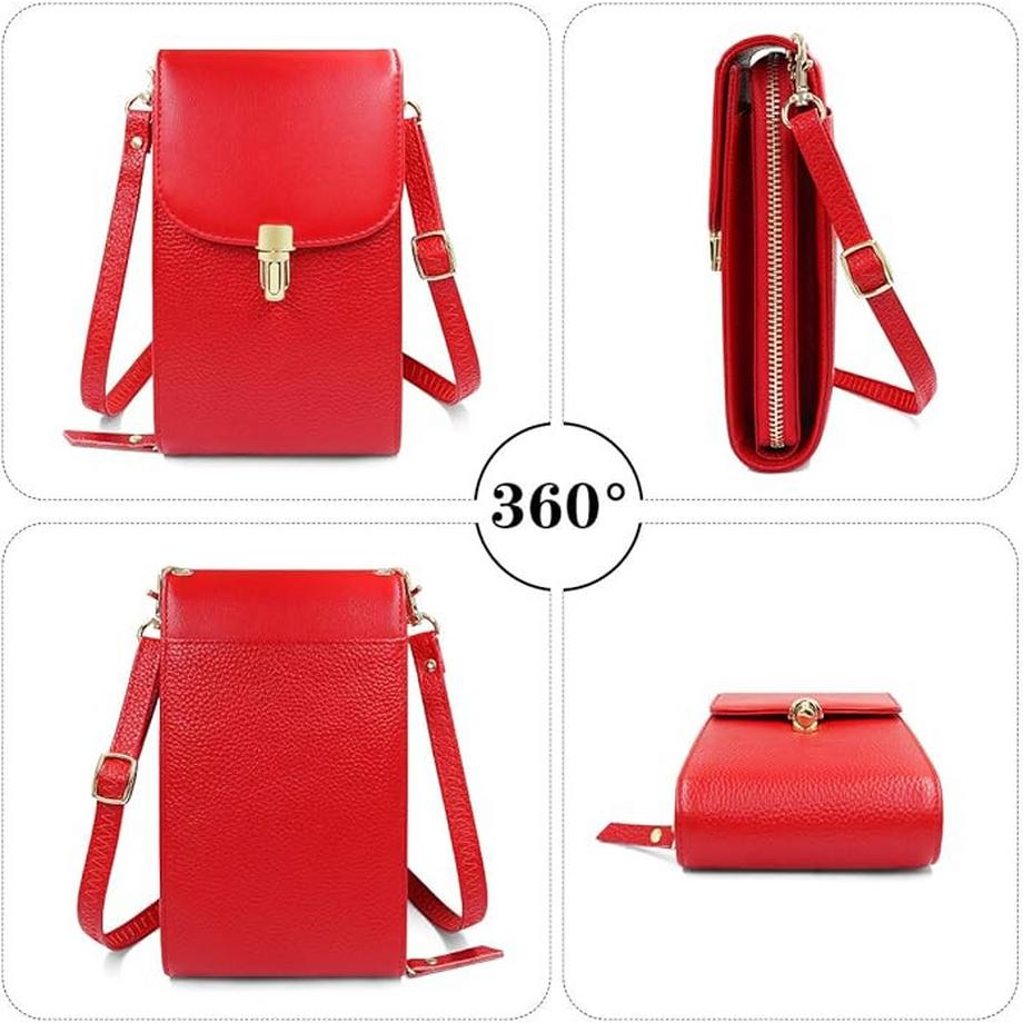 Only-bags.store Borsa a tracolla per telefono in vera pelle con 8 scomparti per carte  