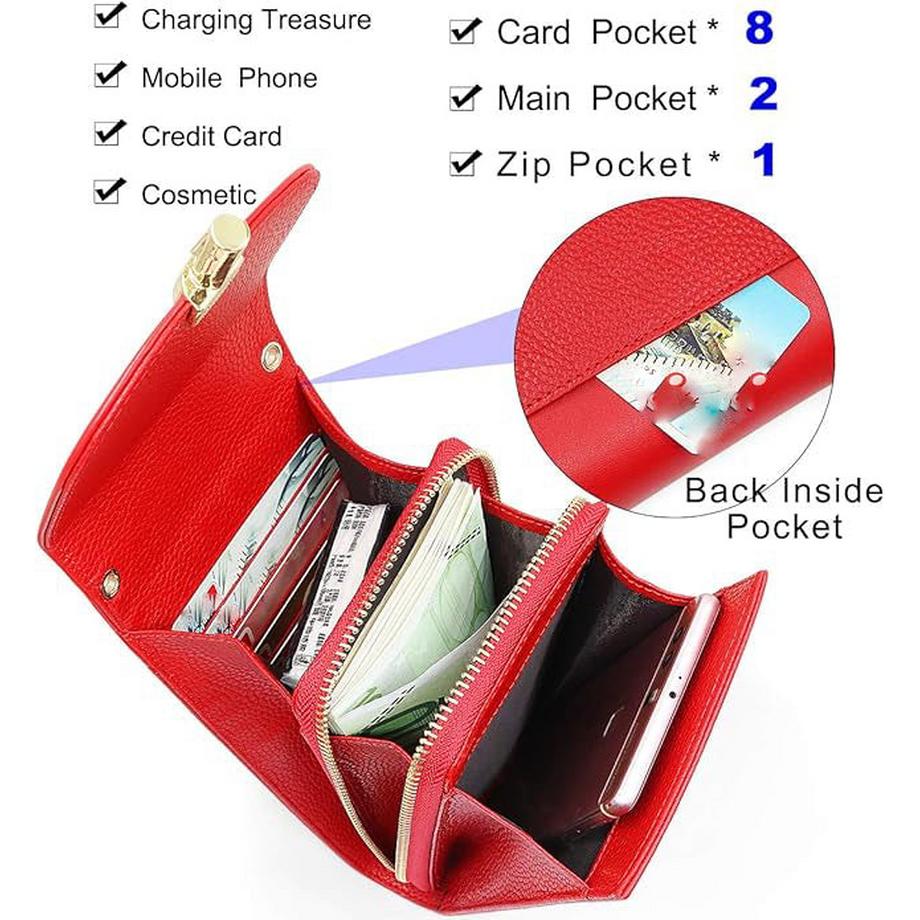 Only-bags.store Borsa a tracolla per telefono in vera pelle con 8 scomparti per carte  