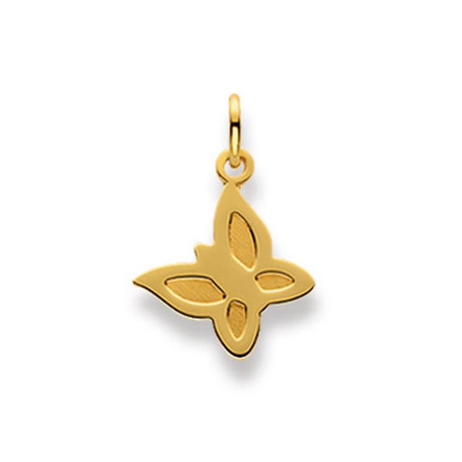 MUAU Schmuck  Anhänger Schmetterling Gelbgold 750, 21x14mm 