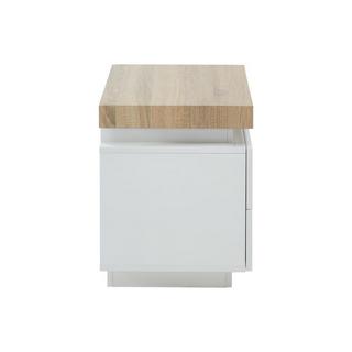 Vente-unique Comodino 2 cassetti con LED in MDF laccato Bianco e Rovere HALO II  