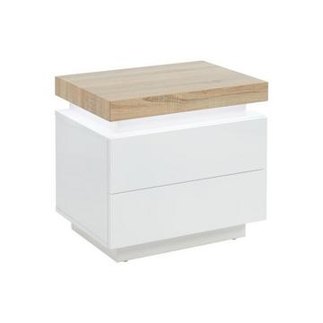 Table de chevet HALO II 2 tiroirs MDF Laqué Avec LEDs  chêne