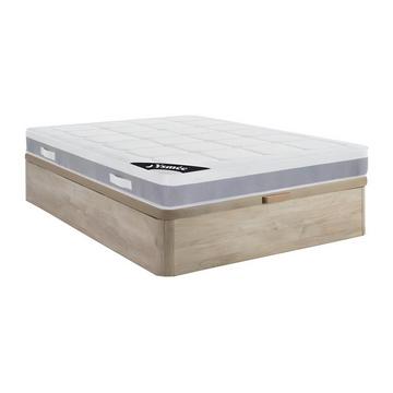 Ensemble 140 x 190 cm sommier coffre naturel clair + matelas ressorts ensachés 7 zones accueil latex ép.28cm - DUCHESSE II de YSMÉE