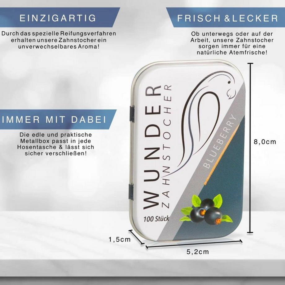 Wunder Zahnstocher  Cure-dents aromatisés à la myrtille 