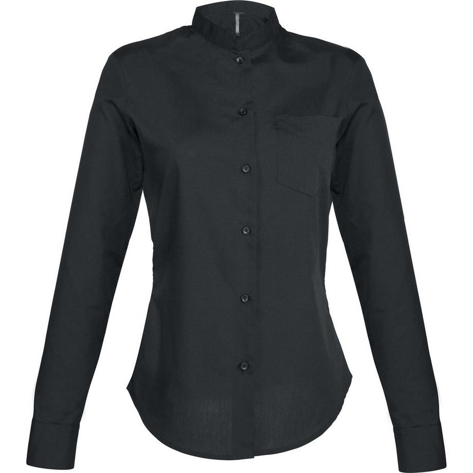Kariban Damen Langarm Stehkragen Bluse  